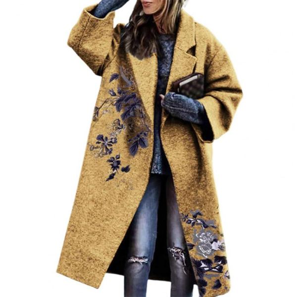 women's wool & blends women jacket coat buttons style abstract face print turn-down collar vintage long for winter, Black
women's wool & blends women jacket coat buttons style abstract face print turn-down collar vintage long for winter, Black