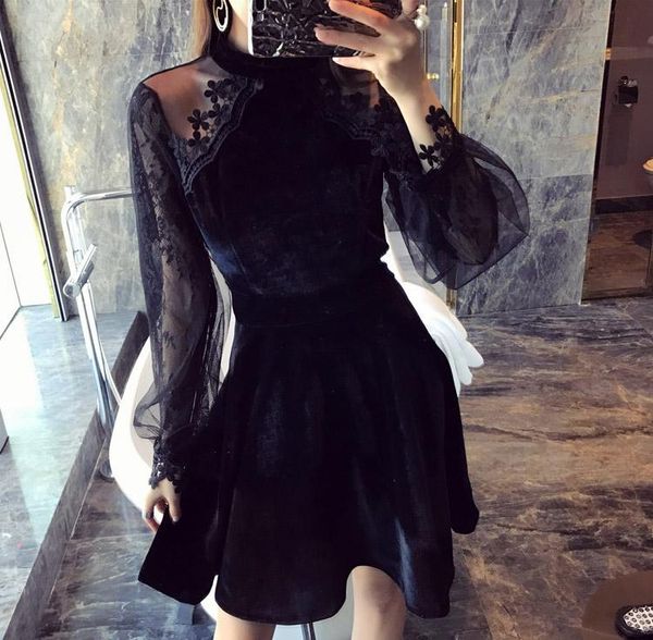 casual dresses lace long sleeve black a-line dress fashion women's clothing autumn style club perspective vestidos femininos, Black;gray
casual dresses lace long sleeve black a-line dress fashion women's clothing autumn style club perspective vestidos femininos, Black;gray