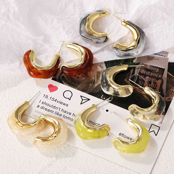 charms earrings creative french irregular acrylic metal women's simple temperament cold wind, Golden
charms earrings creative french irregular acrylic metal women's simple temperament cold wind, Golden