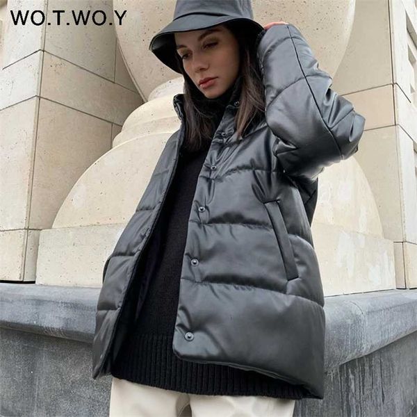 wotwoy cotton liner winter leather jacket women casual thickening padded parkas womens loose warm black coats female windbreaker 210930
wotwoy cotton liner winter leather jacket women casual thickening padded parkas womens loose warm black coats female windbreaker 210930