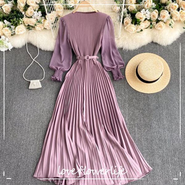 elegant dress women o-neck slim high waist solid purple pleated long dress fashion spring long sleeve vintage party dress 210521, Black;gray
elegant dress women o-neck slim high waist solid purple pleated long dress fashion spring long sleeve vintage party dress 210521, Black;gray