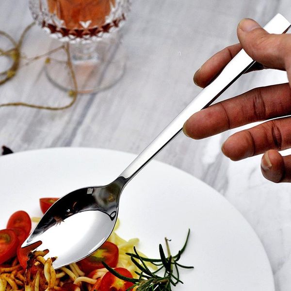 dinnerware sets stainless steel silver creative 2-in-1 double fork spoon 304 one-piece pasta salad cutlery
dinnerware sets stainless steel silver creative 2-in-1 double fork spoon 304 one-piece pasta salad cutlery