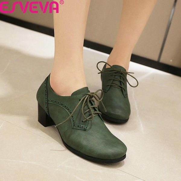 dress shoes esveva 2021 lace up pu leather spring autumn ladies pumps square high heel casual round toe women single big size 34-43, Black
dress shoes esveva 2021 lace up pu leather spring autumn ladies pumps square high heel casual round toe women single big size 34-43, Black