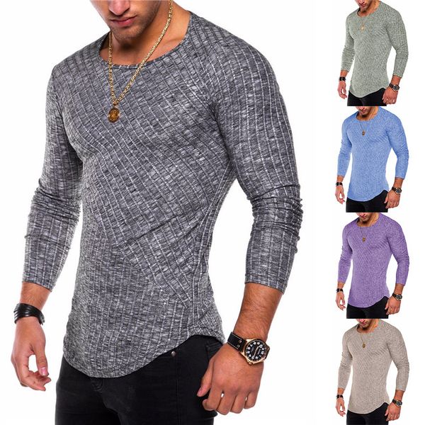 style pit bar solid color stitching arc bottom hem round neck long sleeve men's t-shirt, White;black
style pit bar solid color stitching arc bottom hem round neck long sleeve men's t-shirt, White;black