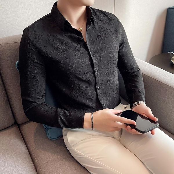 men's casual shirts luxury harjuku floral print shirt male punk gothic dress men vintage designer long sleeve slim social, White;black
men's casual shirts luxury harjuku floral print shirt male punk gothic dress men vintage designer long sleeve slim social, White;black