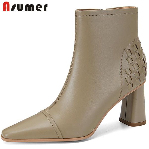 boots asumer 2022 black genuine leather footwear female ankle square toe high heels ladies dress office shoes women
boots asumer 2022 black genuine leather footwear female ankle square toe high heels ladies dress office shoes women
