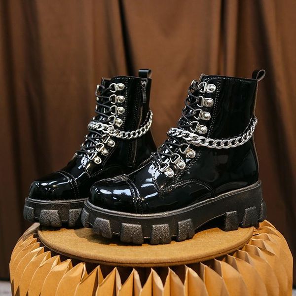 boots 2021 winter women fashion ankle chunky gladiator shoes brand women's patent leather platform black woman chain
boots 2021 winter women fashion ankle chunky gladiator shoes brand women's patent leather platform black woman chain