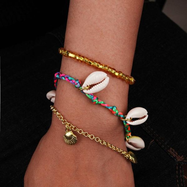 pcs/set 2021 boho shell bracelets beach conch scallop pendant for women fashion colorful rope chain accessories link,, Black
pcs/set 2021 boho shell bracelets beach conch scallop pendant for women fashion colorful rope chain accessories link,, Black