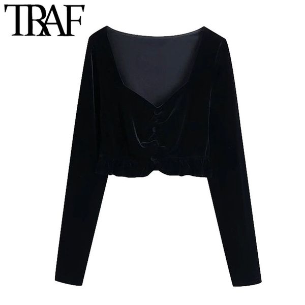 traf women fashion with buttons ruffled cropped velvet blouses vintage long sleeve female shirts chic 210415, White
traf women fashion with buttons ruffled cropped velvet blouses vintage long sleeve female shirts chic 210415, White