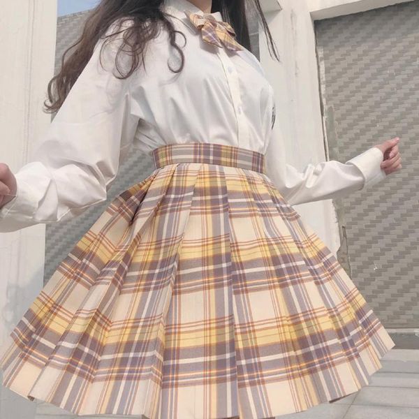 uniform plaid skirt set japanese school full of basic long sleeves clothing sets, White
uniform plaid skirt set japanese school full of basic long sleeves clothing sets, White