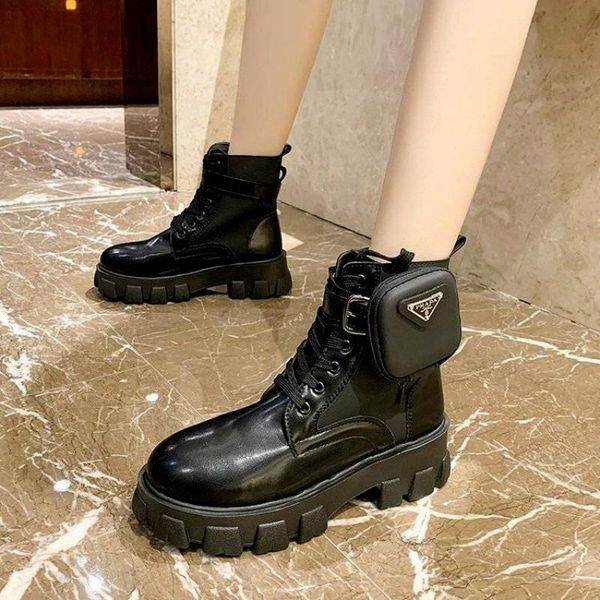 autumn winter women's thick-soled leather boots casual fashion lace-up high, Black
autumn winter women's thick-soled leather boots casual fashion lace-up high, Black
