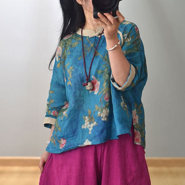 johnature ramie print floral women shirts summer stand vintage blouses half sleeve loose female shirt 210521, White
johnature ramie print floral women shirts summer stand vintage blouses half sleeve loose female shirt 210521, White