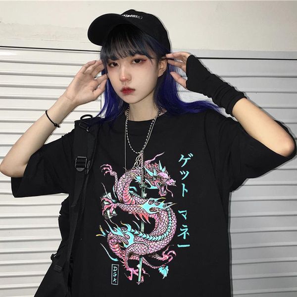 women's t-shirt dragon print vintage summer casual fashion cartoon punk tees plus size ins short sleeve female harajuku ulzzang, White
women's t-shirt dragon print vintage summer casual fashion cartoon punk tees plus size ins short sleeve female harajuku ulzzang, White