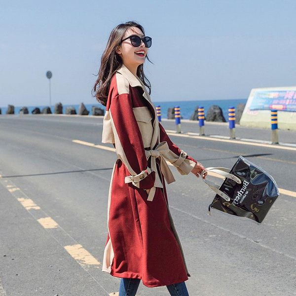 women's trench coats coat women hit color lacing long length slim lapel collar high street windbreak 2021 autumn fashion c423, Tan;black
women's trench coats coat women hit color lacing long length slim lapel collar high street windbreak 2021 autumn fashion c423, Tan;black