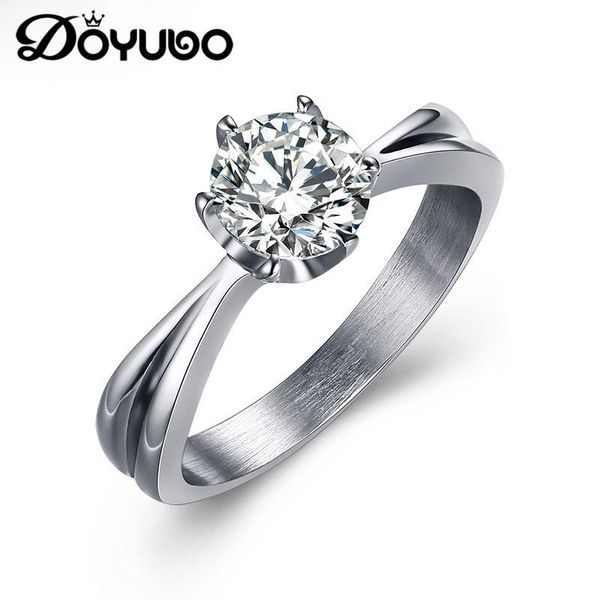 wedding rings doyubo classical women stainless steel five claw ring with 8mm cubic zirconia lady simple design fine jewelry de008, Slivery;golden
wedding rings doyubo classical women stainless steel five claw ring with 8mm cubic zirconia lady simple design fine jewelry de008, Slivery;golden