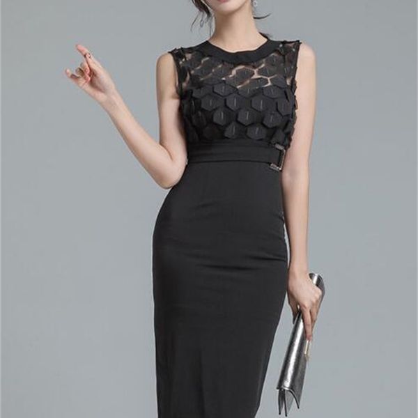 party dresses korean version of the summer's latest mesh stitching elegant slim dress 937l, White;black
party dresses korean version of the summer's latest mesh stitching elegant slim dress 937l, White;black