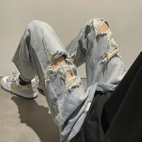 women's jeans summer high waist women fashion ripped girls straight pants trousers female harajuku denim street femme, Blue
women's jeans summer high waist women fashion ripped girls straight pants trousers female harajuku denim street femme, Blue