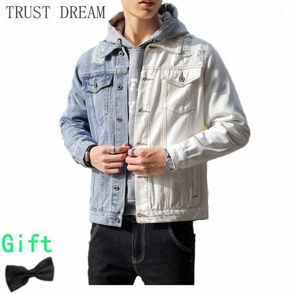 men's jackets 2021 man ripped denim blue white patchwork men destroyed hole hip hop cool coats mens punk chaqueta hombre plus size 5xl, Black;brown
men's jackets 2021 man ripped denim blue white patchwork men destroyed hole hip hop cool coats mens punk chaqueta hombre plus size 5xl, Black;brown