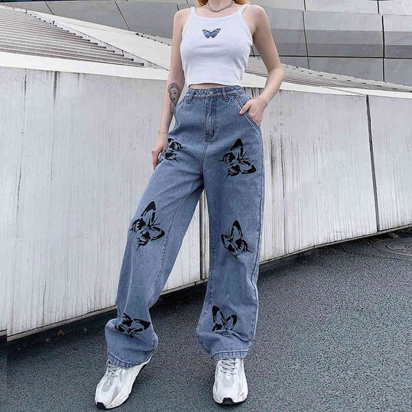 Women's Jeans Weekeep Butterfly Print Loose Casual Wide-leg Women High Waist Streetwear Pants Summer A7LO, Blue
Women's Jeans Weekeep Butterfly Print Loose Casual Wide-leg Women High Waist Streetwear Pants Summer A7LO, Blue