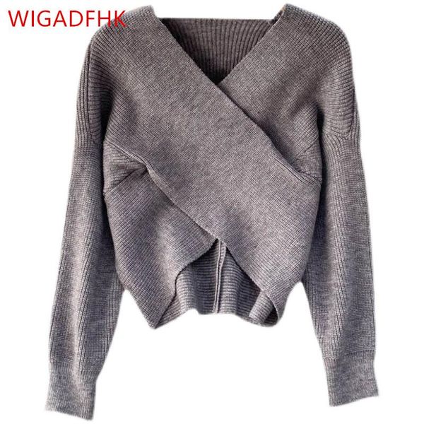 women's sweaters chic sweater 2021 autumn and winter fashion design sense cross v-neck long-sleeved pullover blouse women, White;black
women's sweaters chic sweater 2021 autumn and winter fashion design sense cross v-neck long-sleeved pullover blouse women, White;black