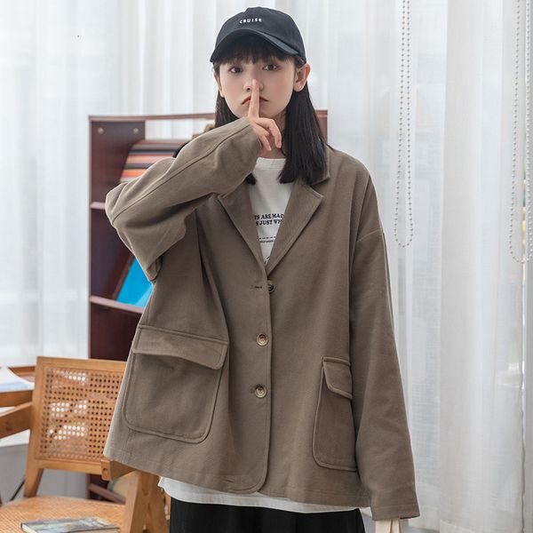 luxury ets college style single breasted cotton suit short coat women's 2021 autumn loose student top, Black;brown
luxury ets college style single breasted cotton suit short coat women's 2021 autumn loose student top, Black;brown