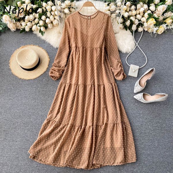 neploe korean spring bohemian holiday long dress women high waist hip a line dot chiffon vestidos o neck long sleeve robe 210423, Black;gray
neploe korean spring bohemian holiday long dress women high waist hip a line dot chiffon vestidos o neck long sleeve robe 210423, Black;gray