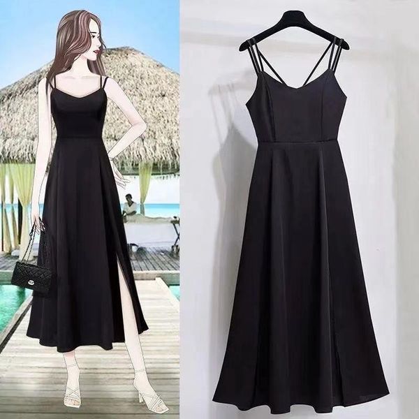 casual dresses 2021 summer plus size women's skirt split mid-length korean fashion suspender dress, Black;gray
casual dresses 2021 summer plus size women's skirt split mid-length korean fashion suspender dress, Black;gray