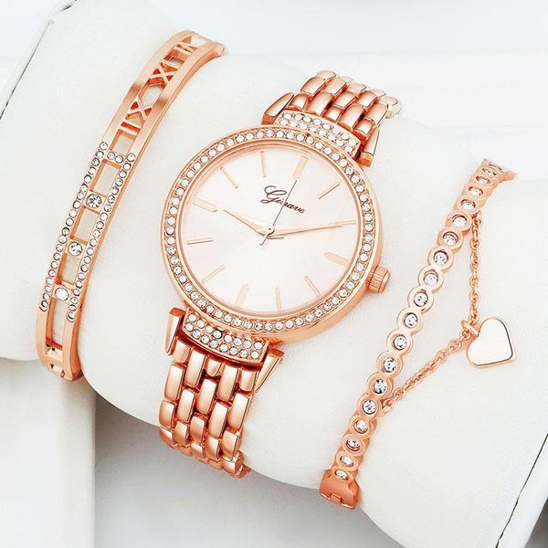 wristwatches ginave selling women's diamond watches, quartz bracelets, bracelets three-piece set, Slivery;brown
wristwatches ginave selling women's diamond watches, quartz bracelets, bracelets three-piece set, Slivery;brown