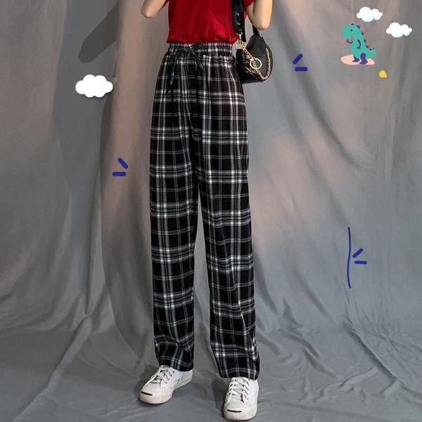 women's pants & capris high waist plaid women plus size wide leg korean style black gray casual loose summer ice silk trousers, Black;white
women's pants & capris high waist plaid women plus size wide leg korean style black gray casual loose summer ice silk trousers, Black;white