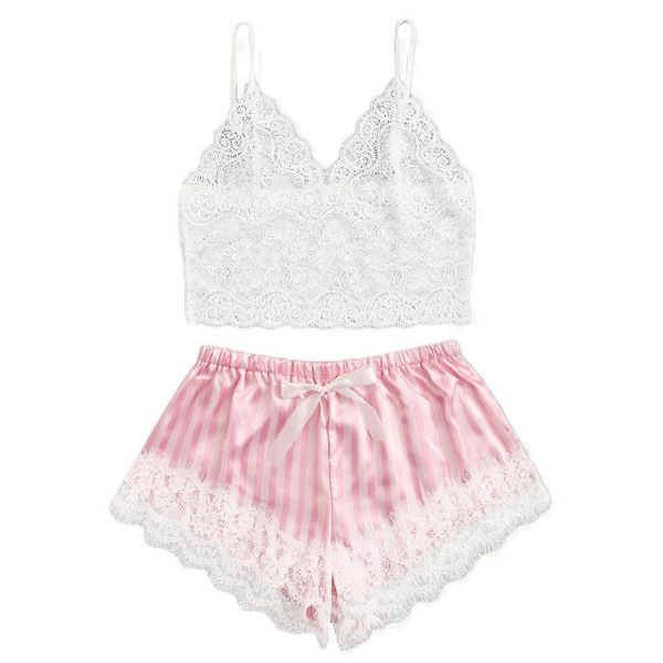pajamas women womens sleepwears vneck lace satin striped camisole pijama mujer sleepwear bowknot shorts set lingerie pizama damska, Black;red
pajamas women womens sleepwears vneck lace satin striped camisole pijama mujer sleepwear bowknot shorts set lingerie pizama damska, Black;red