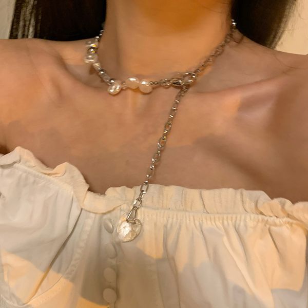 chain women pendants glass love pearl necklace female ins hip hop fairy minority design cool wind fashion clavicle, Silver
chain women pendants glass love pearl necklace female ins hip hop fairy minority design cool wind fashion clavicle, Silver