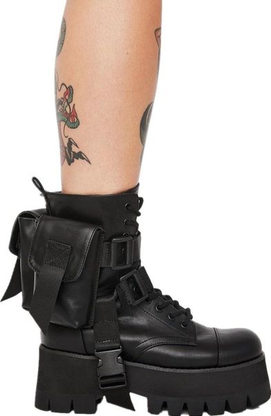 boots fashion women side bag belt fasten ankle platform sole army chunky heel motorcycle woman, Black
boots fashion women side bag belt fasten ankle platform sole army chunky heel motorcycle woman, Black
