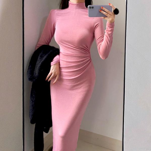 casual dresses elegant fashion women's dress bodycon stand collar party robe  solid long sleeve sheath wrap autumn 2021, Black;gray
casual dresses elegant fashion women's dress bodycon stand collar party robe  solid long sleeve sheath wrap autumn 2021, Black;gray