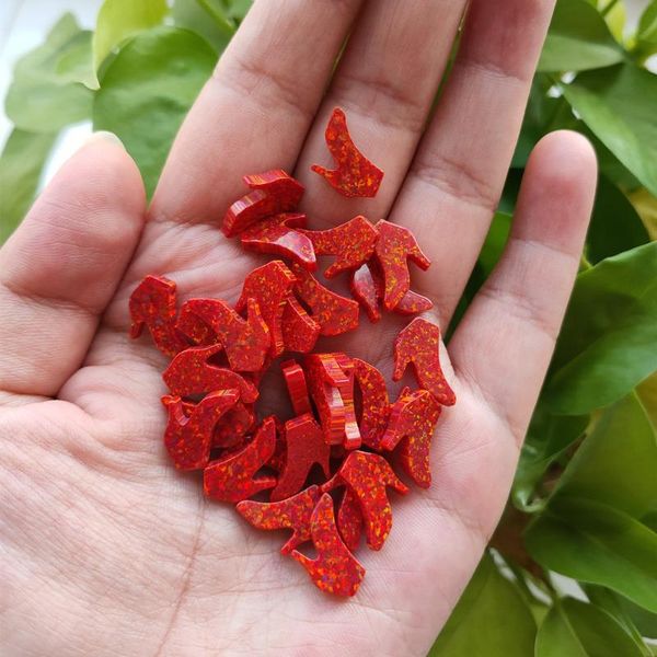other (4pcs/lot) red high heels shape opal 12.6x11mm synthetic fire shoes for necklace & bracelet gift