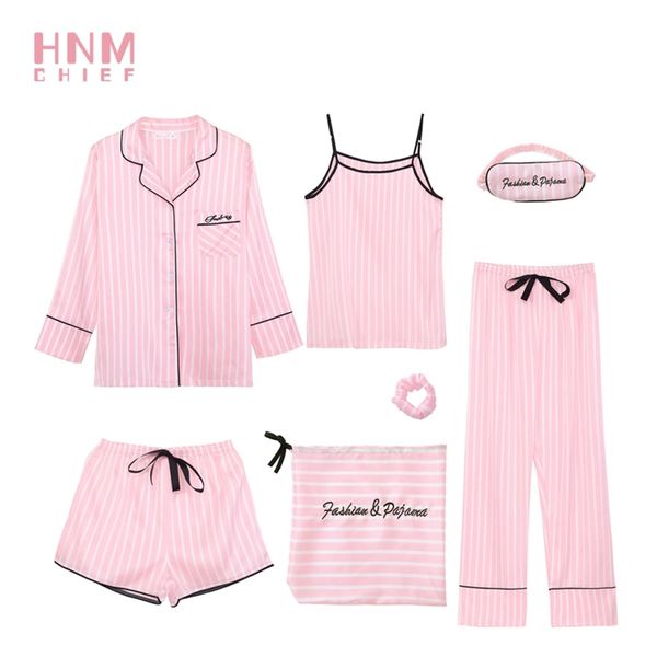 hnm pink stripe print pajamas set silk satin homewear women's 7 pieces sleepwear sets pyjama women spring summer autumn 210330, Black;red
hnm pink stripe print pajamas set silk satin homewear women's 7 pieces sleepwear sets pyjama women spring summer autumn 210330, Black;red