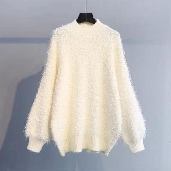 sweaters women soft warm knit pull mohair dots patchwork pink pullovers white oversized casual jumpers spring, White;black 
sweaters women soft warm knit pull mohair dots patchwork pink pullovers white oversized casual jumpers spring, White;black