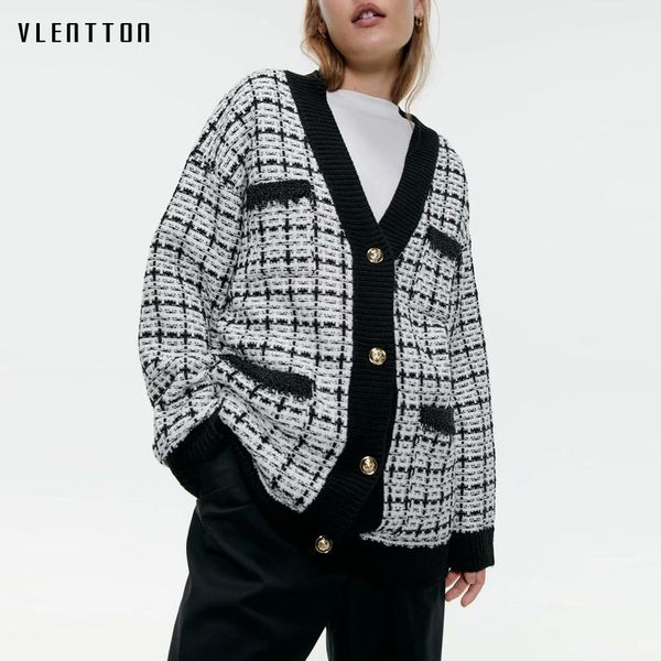 women's jackets autumn winter v-neck long plaid tweed knitted jacket coat women metal button korean loose overcoat female oversize outw, Black;brown
women's jackets autumn winter v-neck long plaid tweed knitted jacket coat women metal button korean loose overcoat female oversize outw, Black;brown
