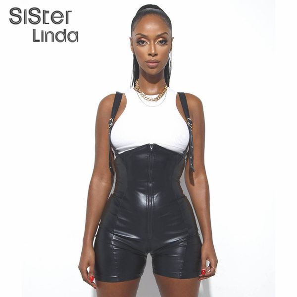 sisterlinda backless black pu leather playsuit for women short romper hight quality sleeveless zipper skinny sport jumpsuit, Black;white
sisterlinda backless black pu leather playsuit for women short romper hight quality sleeveless zipper skinny sport jumpsuit, Black;white