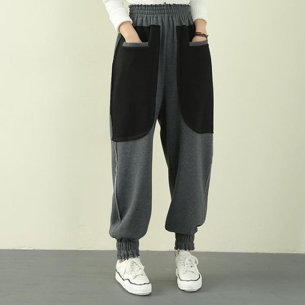 winter pants retro women thicker loose all-match trousers ladies casual spliced pocket patchwork elastic waist women's & capris, Black;white
winter pants retro women thicker loose all-match trousers ladies casual spliced pocket patchwork elastic waist women's & capris, Black;white
