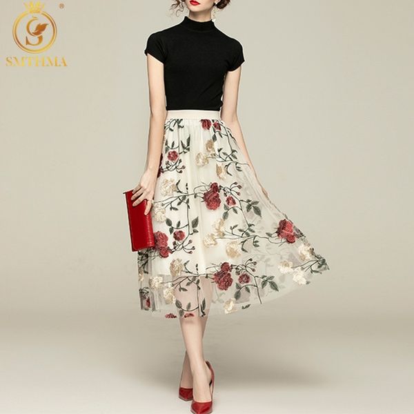 summer knitted short sleeve black two pieces set+elastic waist embroidered big flower mesh skirt suit 210520, White
summer knitted short sleeve black two pieces set+elastic waist embroidered big flower mesh skirt suit 210520, White