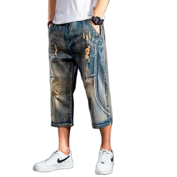 men's shorts summer fashion distressed ripped baggy men casual boardshorts straight denim short pants streetwear plus size clothing, White;black
men's shorts summer fashion distressed ripped baggy men casual boardshorts straight denim short pants streetwear plus size clothing, White;black