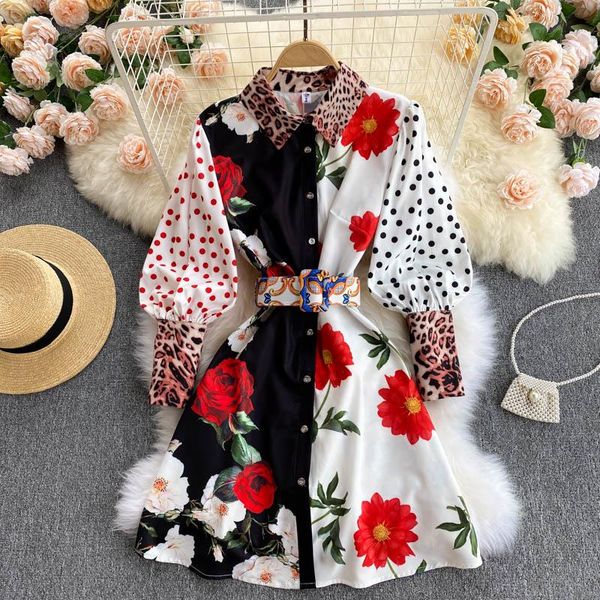 casual dresses european women's dress 2021 design sense of color matching printing polka dot puff sleeve slim short ladies vestidos, Black;gray
casual dresses european women's dress 2021 design sense of color matching printing polka dot puff sleeve slim short ladies vestidos, Black;gray