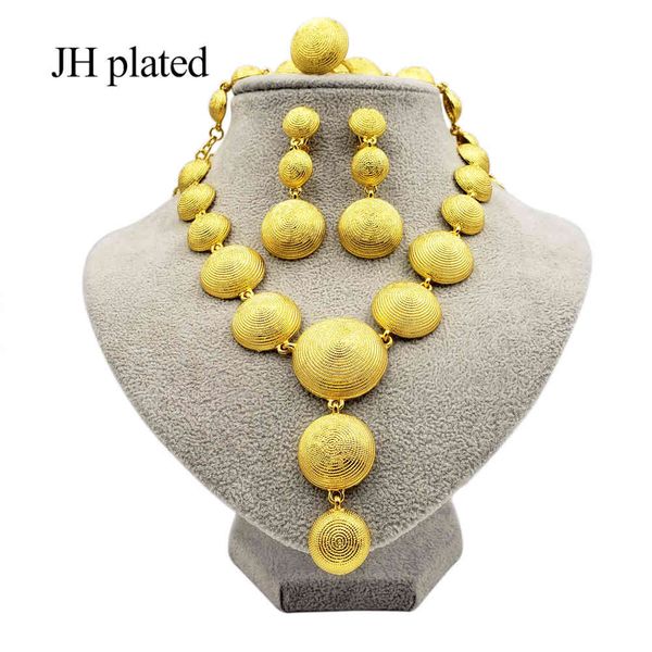jewelry sets dubai fashion 24k gold color round shape african bridal wedding gifts for women necklace bracelet earrings ring set, Black
jewelry sets dubai fashion 24k gold color round shape african bridal wedding gifts for women necklace bracelet earrings ring set, Black