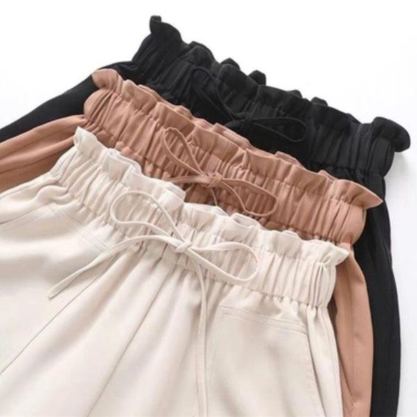 women's shorts style outer wear thin korean tooling wide-leg pants high-waist summer casual lace up pocket, White;black
women's shorts style outer wear thin korean tooling wide-leg pants high-waist summer casual lace up pocket, White;black