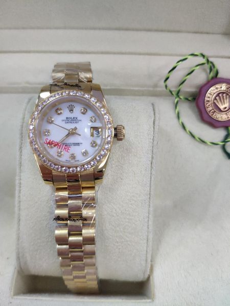 with original box women's watch 26mm diamond golden asia 2813 mechanical watches calendar 18k gold stainless steel bracelet wristwatche, Slivery;brown
with original box women's watch 26mm diamond golden asia 2813 mechanical watches calendar 18k gold stainless steel bracelet wristwatche, Slivery;brown