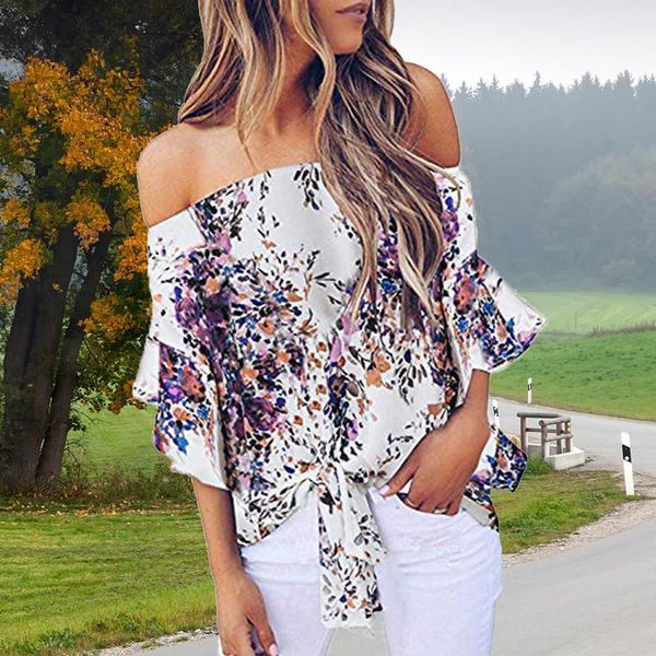 women's t-shirt large size women floral printing off shoulder shirt sleeveless loose casual blouse ladies summer sexy, White
women's t-shirt large size women floral printing off shoulder shirt sleeveless loose casual blouse ladies summer sexy, White