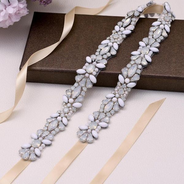 wedding sashes s467 opal and crystal accessories dresses belt belts for women the party with rhinestone, White
wedding sashes s467 opal and crystal accessories dresses belt belts for women the party with rhinestone, White