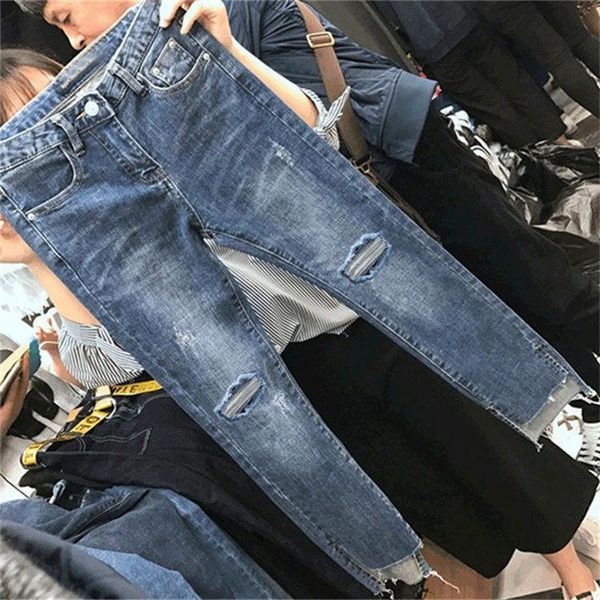 denim skinny ripped jeans for women hole vintage pencil pants high elasticity stretch trousers, Blue
denim skinny ripped jeans for women hole vintage pencil pants high elasticity stretch trousers, Blue