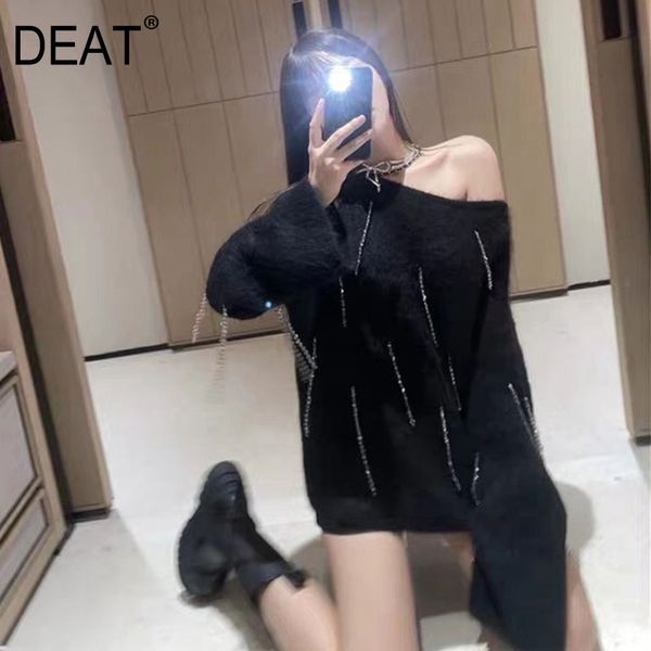 irregular collar crystal pendant chain knitted sweater loose off shoulder black oversized women spring gx700 210421, White;black
irregular collar crystal pendant chain knitted sweater loose off shoulder black oversized women spring gx700 210421, White;black