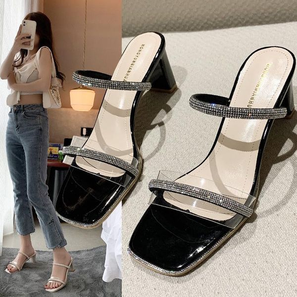 sandals women's and slippers 2021 summer style fashion rhinestone flip-flops outer wear thick heel high heels shoes, Black
sandals women's and slippers 2021 summer style fashion rhinestone flip-flops outer wear thick heel high heels shoes, Black